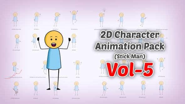 Videohive - 2D character Animation Pack Vol 5 (Stick Man) - 59580923