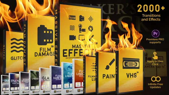 Videohive - Massive Effects Toolkit Big Pack of Presets Transitions and Footages - 24821008