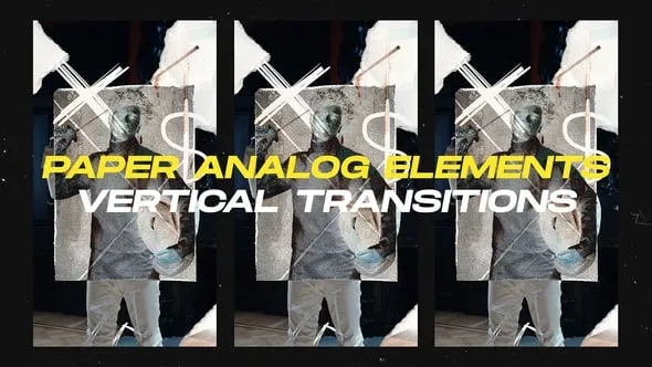Videohive - Paper Analog Elements Vertical Transitions || After Effects - 59946978