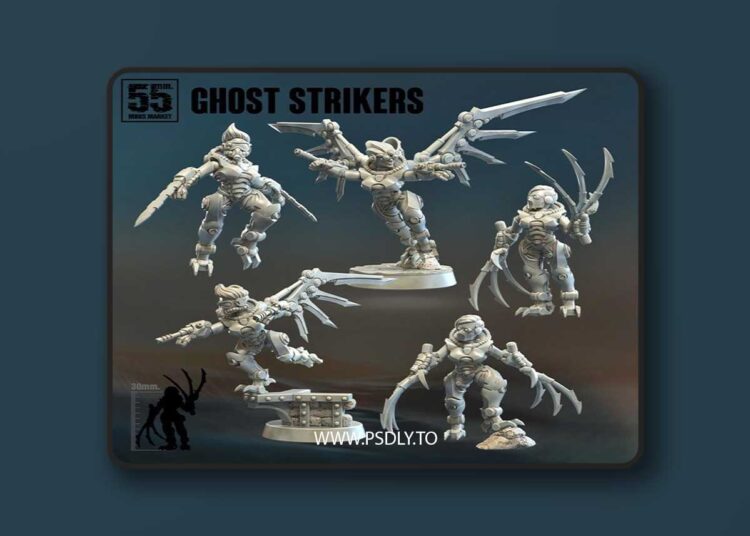 55mm Miniatures – Ghost Strikers – 3D Print Model STL