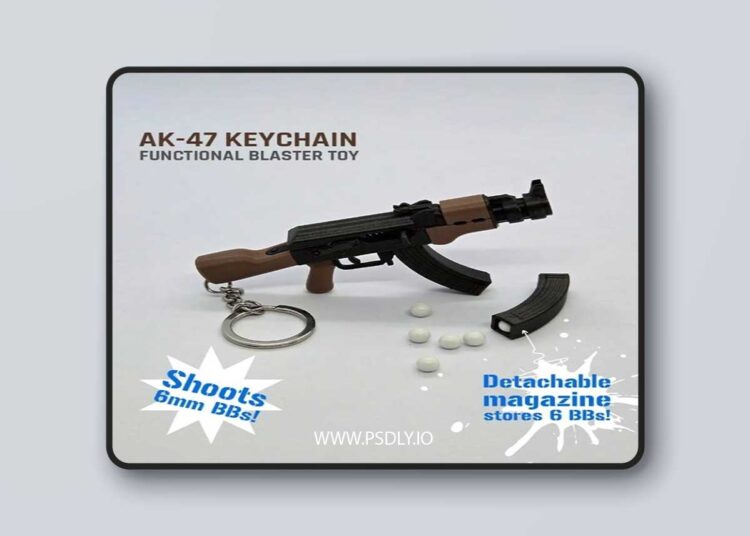AK-47 Keychain Functional Blaster Toy – 3D Print Model STL 1 AK 47 Keychain Functional Blaster Toy – 3D Print Model STL