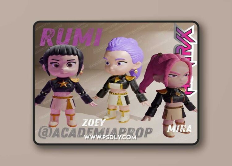 Academia-Prop – Huntrix Pack x3 – Rumi – Zoe – Rumi Multicolor – 3D Print Model STL