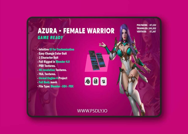 Azura – Female Knight Warrior – Game Ready