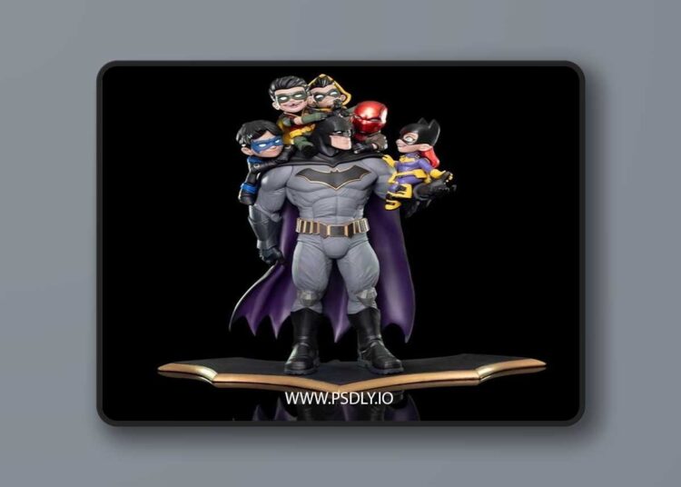 Batman with Kids – 3D Print Model 1 Batman with Kids – 3D Print Model