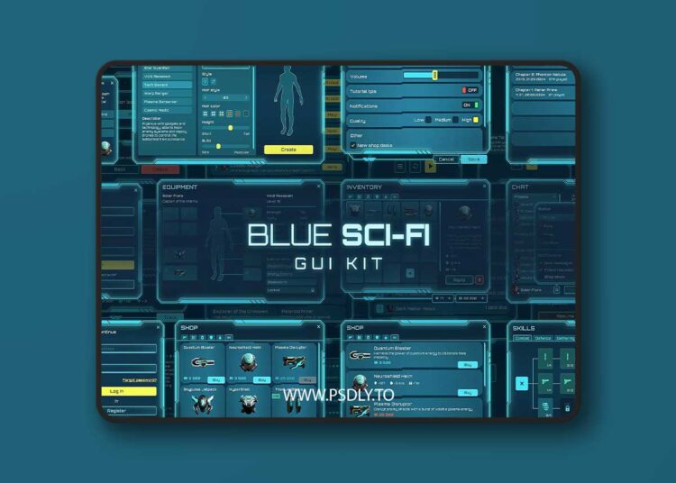 Blue Sci-fi GUI Kit 250 icons v1.0.1