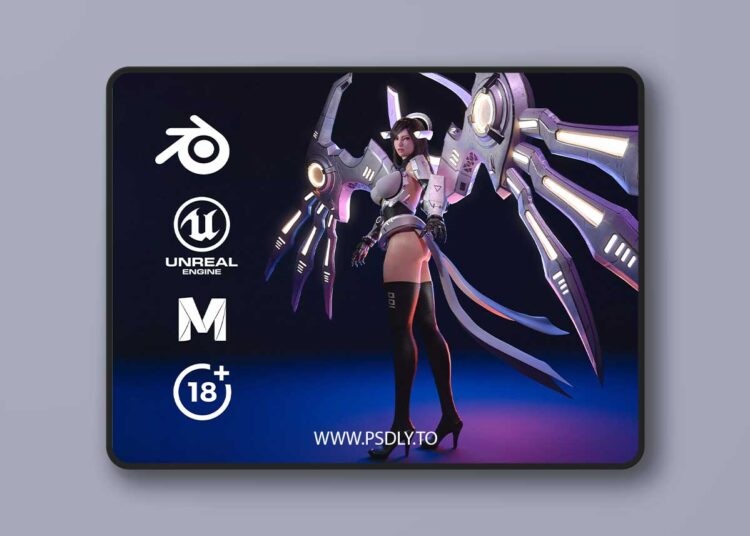 Cyborg Female - Game Ready 3D model