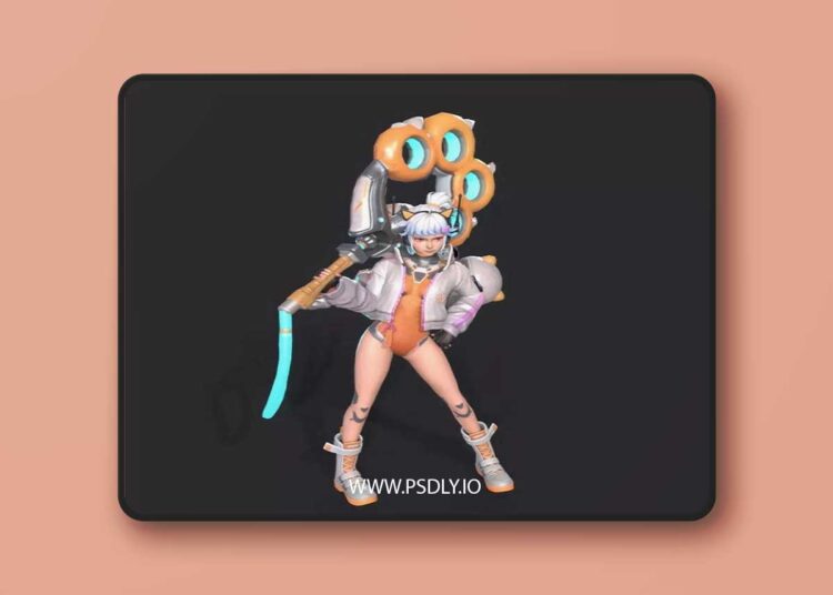 E-sports girl Low-poly 3D Model