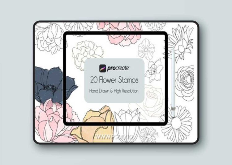 Flower Stamps - 20 Procreate Brushes 1 Flower Stamps - 20 Procreate Brushes