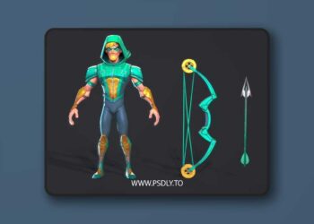 Green Arrow Low-poly 3D Model 7 Green Arrow Low-poly 3D Model