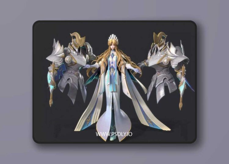 Holy princess guard Low-poly 3D Model