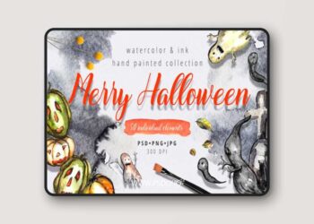 Merry Halloween - Watercolor PNG 1884217 7 Merry Halloween - Watercolor PNG 1884217