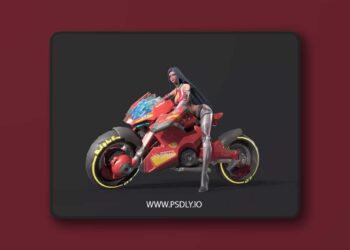 Motorcycle girl Low-poly 3D Model 5 Motorcycle girl Low-poly 3D Model