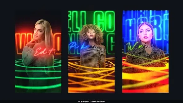 Videohive - Neon Animated Lines Poster Storie - 59881990