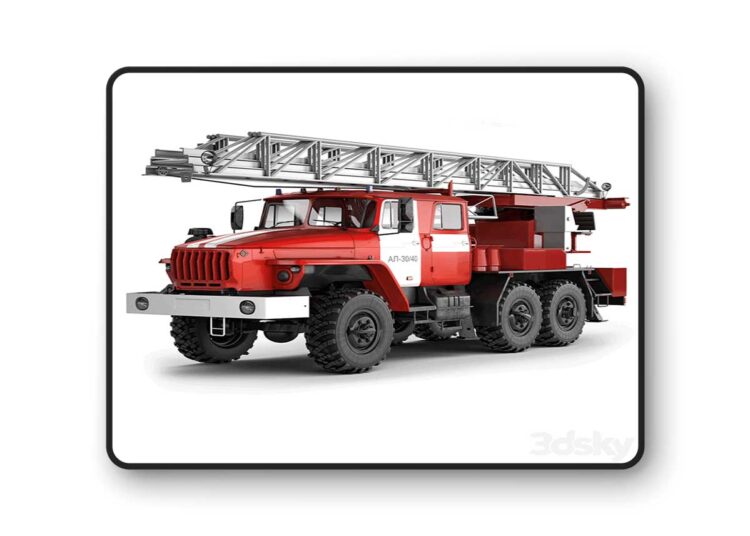 Ural 4320 Fire ladder 3040 2018 – 3D Model
