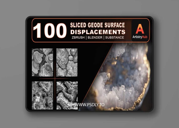 100 Sliced Geode Surface Displacement Maps – 4K | Tileable, Seamless, High-Quality Vol.1 1 100 Sliced Geode Surface Displacement Maps – 4K | Tileable, Seamless, High-Quality Vol.1