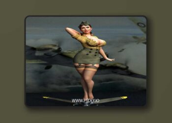 Exclusive – Army Pilot Pin-Up Girl – 3D Print Model STL