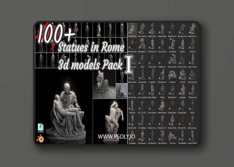 Famous Statues In Rome 3D Models Pack