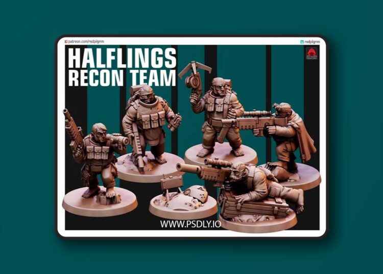 Halflings Recon Team – 3D Print Model 1 Halflings Recon Team – 3D Print Model