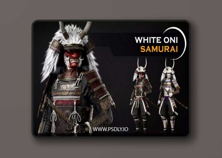 Japanese White Oni Samurai – Game-ready Low-poly 3D mode 1 Japanese White Oni Samurai – Game ready Low poly 3D mode