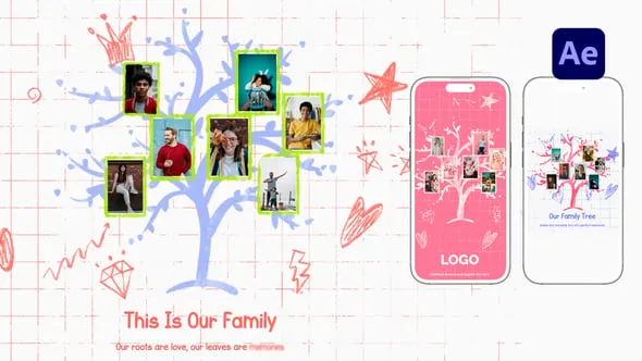 Videohive Friends Family Tree Collage Reveal 60633155