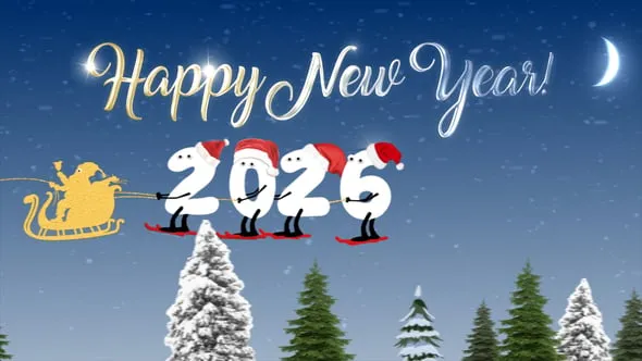 Videohive New Year Cartoon Skier 2026 After Effects 60808729