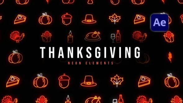 Videohive Thanksgiving Neon Elements 60649392