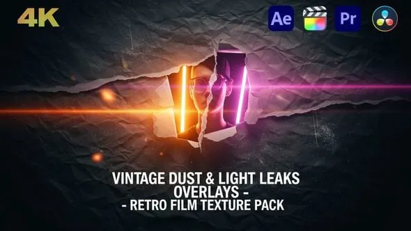 Videohive Vintage Dust Light Leaks Overlays – Retro Film Texture Pack 60842125