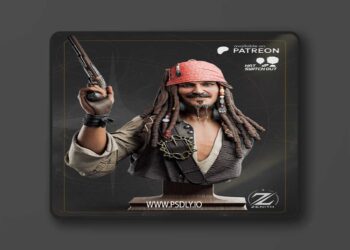 Zenith Studios – Jack Sparrow Bust – 3D Print Model STL 5 Zenith Studios – Jack Sparrow Bust – 3D Print Model STL
