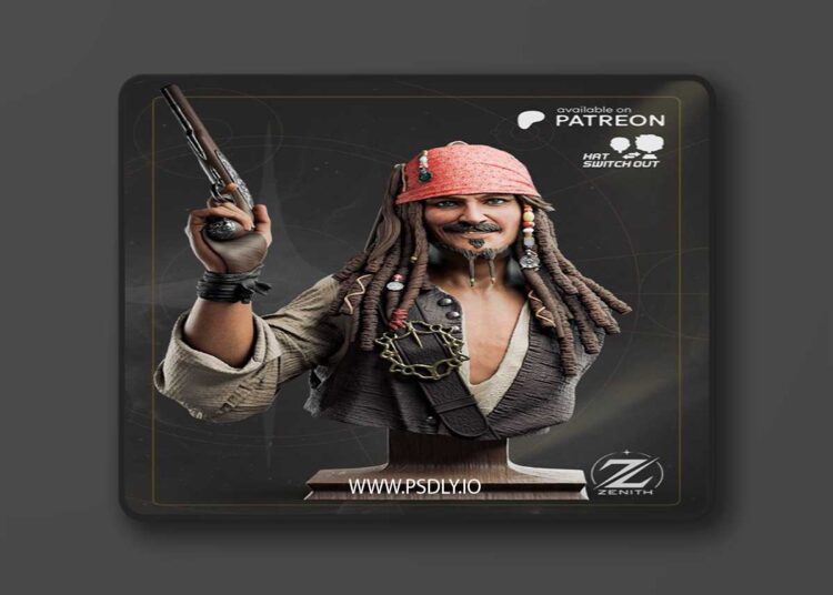 Zenith Studios – Jack Sparrow Bust – 3D Print Model STL 1 Zenith Studios – Jack Sparrow Bust – 3D Print Model STL