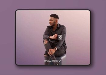 Black Man Sitting And Holding A Cup low poly 3d model