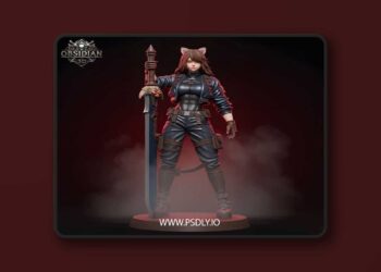 Obsidian 3D – Cat Warrior Girl – 3D Print Model STL
