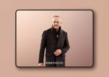 Smiling Man in Coat with Scarf 3D model