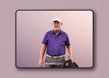 Standing Best Ager Man With Golfbag low poly 3d model