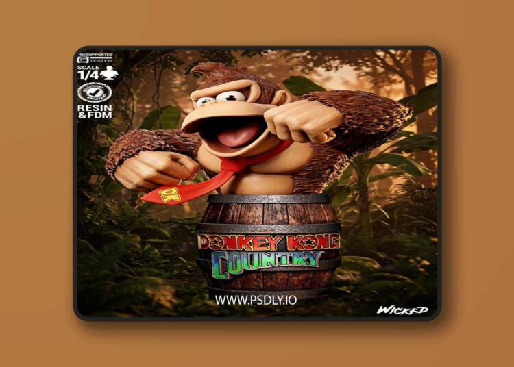 Wicked – Donkey Kong Portrait Bust – 3D Print Model STL 1 Wicked – Donkey Kong Portrait Bust – 3D Print Model STL