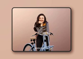 Young Woman With Bike low poly 3d model