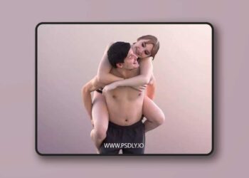 Couple In Swimwear Piggyback low poly 3d model